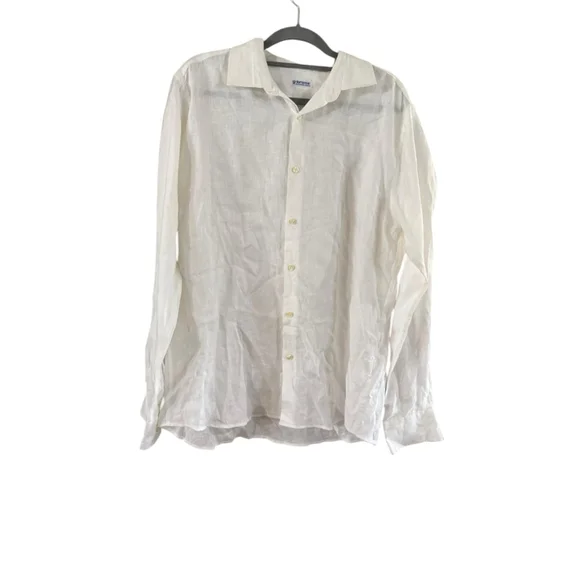 Women's Bruno White Linen Button Down Shirt L - Picture 8 of 9
